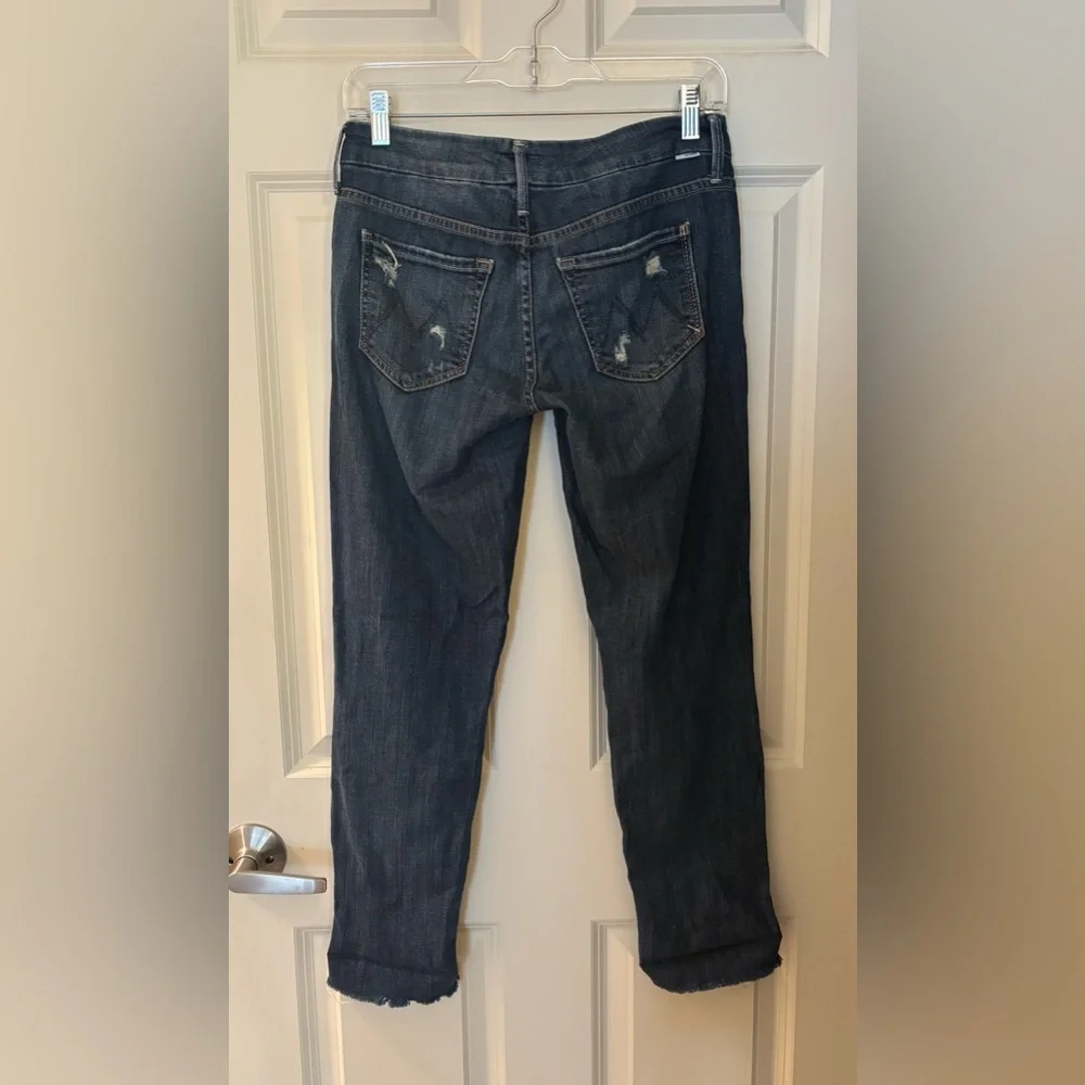 Mother Denim The Looker Ankle Fray in Distressed Alley Cat Wash, Size 25